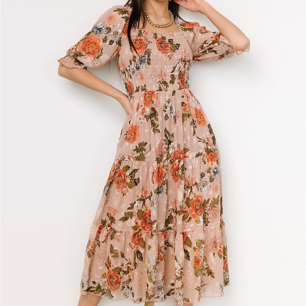 NWT Baltic Born Fabian Jacquard Midi Dress Dusty Mauve Size Medium